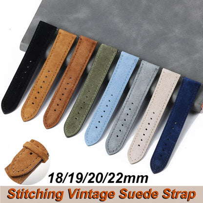 18mm 19mm 20mm 22mm Vintage daim peau de vache Bracelet de montre à la main Bracelet de montre gris marron vert Bracelet à dégagement rapide pour hommes femmes