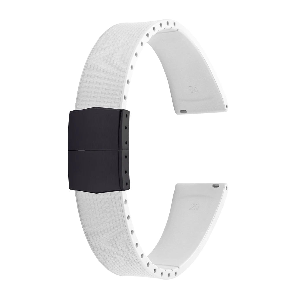 Cinturini per orologi in gomma Delugs CTS Fkm da 20 mm con fibbia a farfalla, 4 colori, texture unica, cinturino per orologi a sgancio rapido per orologi di marca
