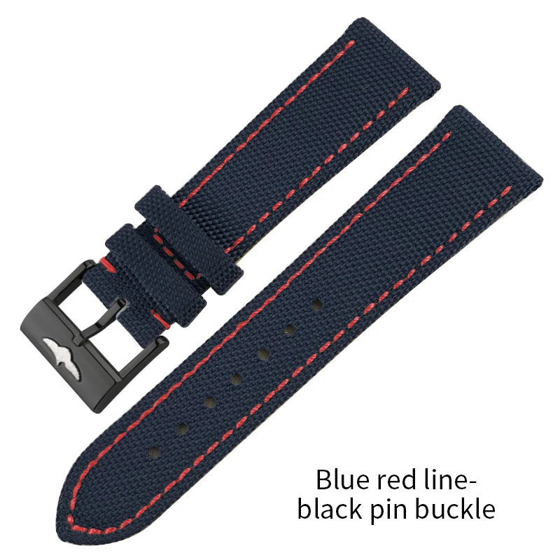 Bracelet de montre en cuir et nylon épais de qualité, 21mm 22mm, pour Breitling Avenger CHRONOMAT NAVITIMER SUPEROCEAN, bracelet de montre à fond jaune