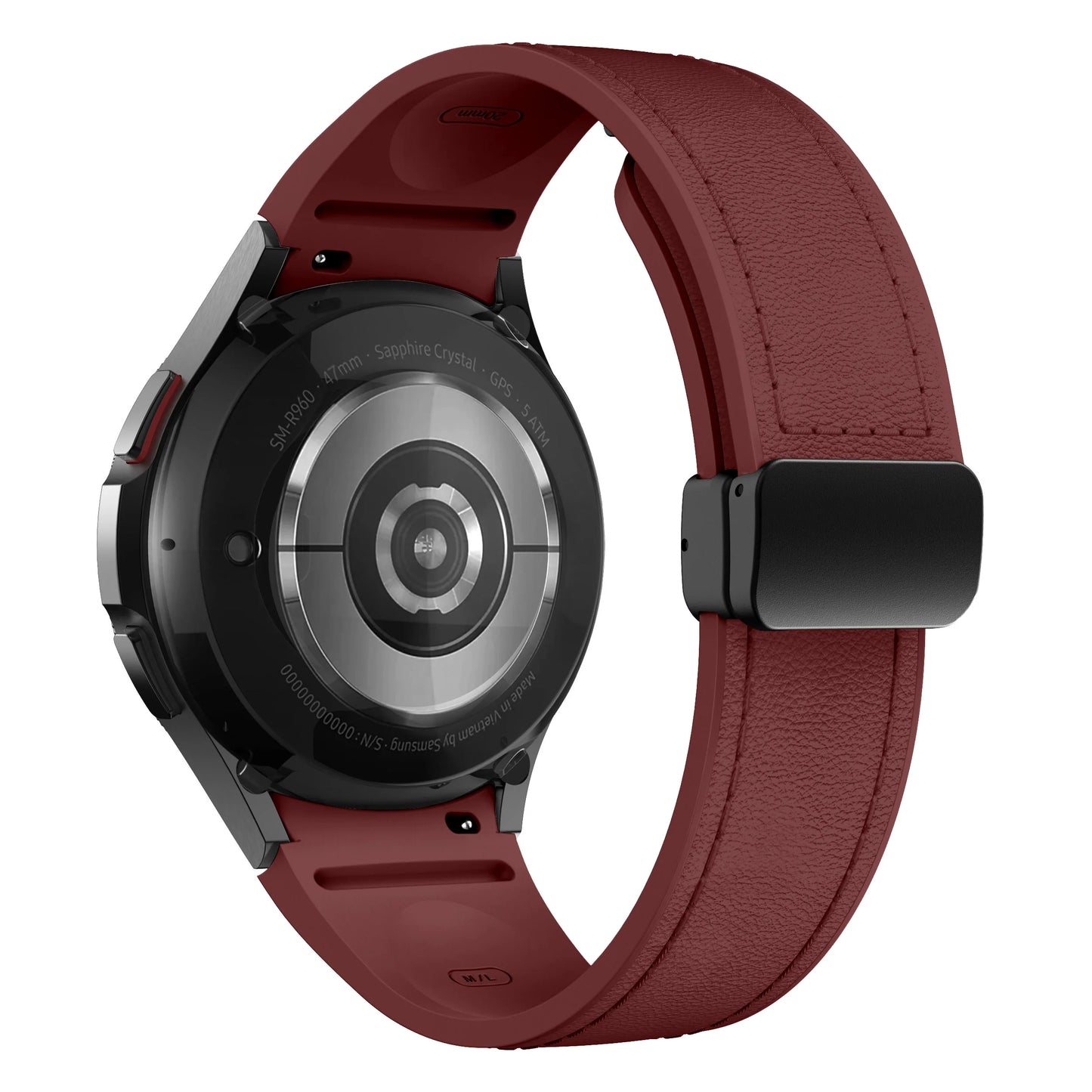 Bracelet en cuir véritable + silicone pour Samsung Galaxy Watch 6 5 7 44mm 40mm 20, Galaxy Watch 6 4 Classic 47mm 46mm 43mm 42mm