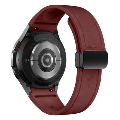 Bracelet en cuir véritable + silicone pour Samsung Galaxy Watch 6 5 7 44mm 40mm 20, Galaxy Watch 6 4 Classic 47mm 46mm 43mm 42mm