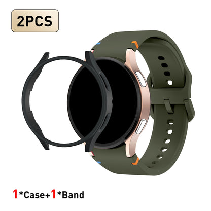 Set di 2 pezzi (cinturino e custodia) per Samsung Watch FE/7/6/5/4/5 Pro, stile punto piatto, compatibile con quadranti da 40/44/45mm, protezione anticaduta, confezione regalo