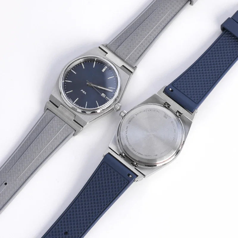 Cinturino in caucciù fluorurato per Tissot PRX Powermatic 40mm fibbia in acciaio inossidabile uomo FKM Sport impermeabile cinturino per orologio a sgancio rapido 12mm