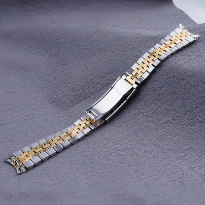 Bracciale orologio 19mm argento oro, anse ricurve, maglie cave a vite, solido, stile Jubilee, per Seiko 5 SNXS73 75 7SNXS80 SNXS81 SNXF05 SNXG47