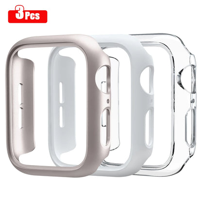 3 pièces coque rigide pour Apple Watch 45mm 41mm 38mm 42mm 40mm 44mm cadre de protection pare-chocs mat pour iWatch SE 9 8 7 6 5 4 3 2