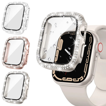 Coque en verre et diamant pour Apple Watch, 46mm 40mm 44mm 41mm 42mm 45mm, protection antichoc brillante, iWatch série 11 10 9 SE 7 8