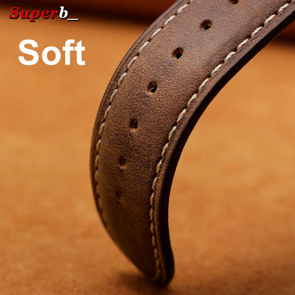 Cowhide Leather Watch Strap, 14mm 16mm 18mm 20mm 22mm 24mm, Retro Dark Brown, Quick Release, for Samsung Galaxy Watch 7/6/5/4 44mm