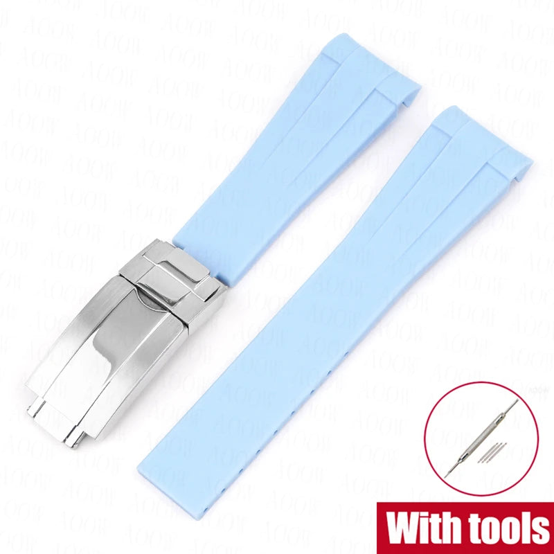    Bracelet en caoutchouc de 20mm pour Rolex GMT Daytona Submariner, étanche, extrémité incurvée en TPU, bracelet de montre de remplacement pour Omega X Swatch MoonSwatch