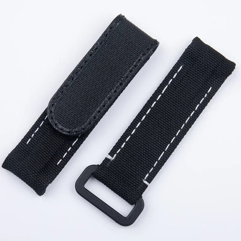 Bracelet de montre en nylon et cuir noir et blanc, 20 mm, extrémités courbées, deux barres à ressort, réglable, pour Rolex DAYTONA SUBMARINER diw Wat