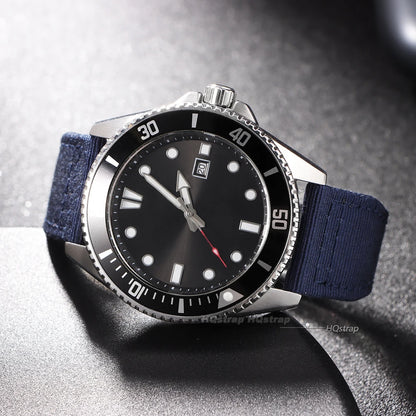 Bracelet de montre en toile de Nylon, 20mm 21mm 22mm, pour pilote IWC, ceinture de poignet en cuir pour femmes et hommes, noir, vert armée, bracelet en cuir de vache bleu