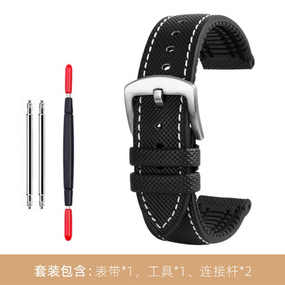 Bracelet de montre en Nylon et Silicone pour hommes, 20mm, 22mm, 24mm, étanche et respirant, en caoutchouc, accessoires