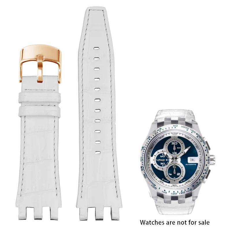 Bracelet de montre en cuir de vache, 22mm, noir, marron, bleu, blanc, avec outils, pour Swatch SVGK407 SVGK406 SVGK409 SVGK403