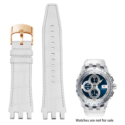 Bracelet de montre en cuir de vache, 22mm, noir, marron, bleu, blanc, avec outils, pour Swatch SVGK407 SVGK406 SVGK409 SVGK403