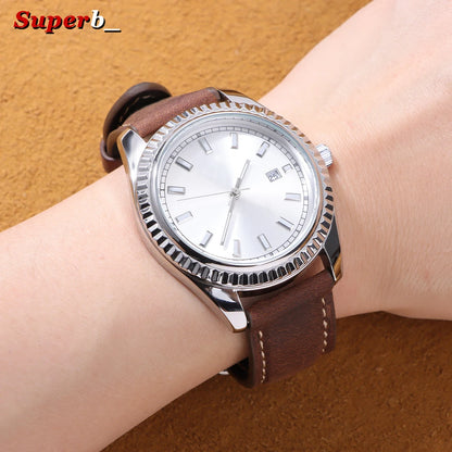 Cowhide Leather Watch Strap, 14mm 16mm 18mm 20mm 22mm 24mm, Retro Dark Brown, Quick Release, for Samsung Galaxy Watch 7/6/5/4 44mm