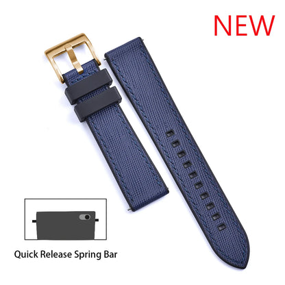 Bracelet de montre FKM, nouveau Design, 20mm 22mm, libération rapide, hybride, caoutchouc fluoré, cuir, FPM, doux et Durable, unisexe
