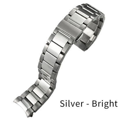 Bracelet de montre en acier inoxydable à extrémité incurvée, 19mm 20mm 21mm, pour Omega Seamaster AT150 Aqua Terra, métal argenté, étanche