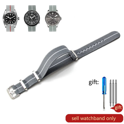 Retro Parachute Nylon Watch Strap for Rolex Tudor Biwan Omega Heuer IWC Men High-Density Knit 18 20 22mm Replacement Accessories