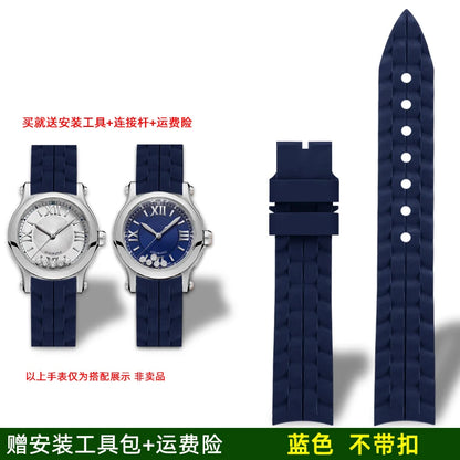 Montre Chopard Happy Diamond avec bracelet en silicone pour femme, bracelet de montre en caoutchouc étanche 15mm 18mm