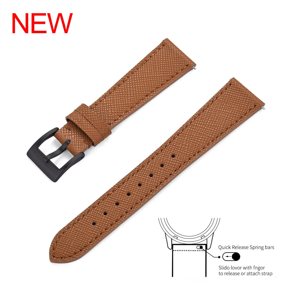 Bracelet de montre en cuir vintage cousu, 18mm, 19mm, 20mm, 21mm, 22mm, 23mm, 24mm, à dégagement rapide, rétro, durable, bracelets de remplacement