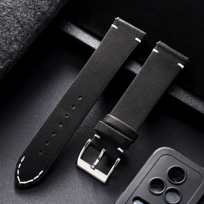 Bracelet de montre en cuir de veau véritable, à dégagement rapide, 12/14/16/18/20/22/24mm, accessoires universels pour hommes et femmes