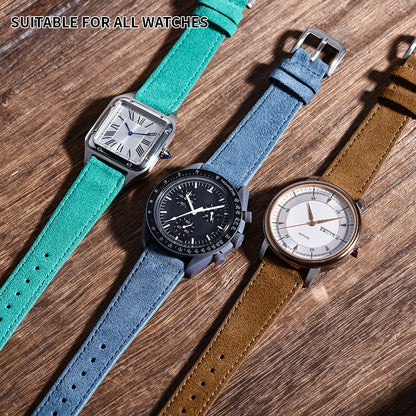 Bracelet en cuir suédé souple 18/19/20/22mm, gris, Vintage, à dégagement rapide, pour Omega Seiko Huawei, ceinture universelle