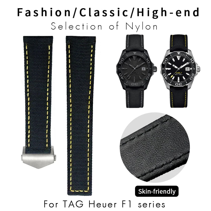 Bracelet de montre en Nylon de haute qualité, 19mm 20mm 21mm 22mm, adapté à TAG Heuer Aquaracer 300 500, bracelet de montre en toile de Nylon, boucle pliante