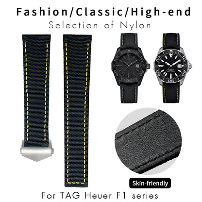 Bracelet de montre en Nylon de haute qualité, 19mm 20mm 21mm 22mm, adapté à TAG Heuer Aquaracer 300 500, bracelet de montre en toile de Nylon, boucle pliante