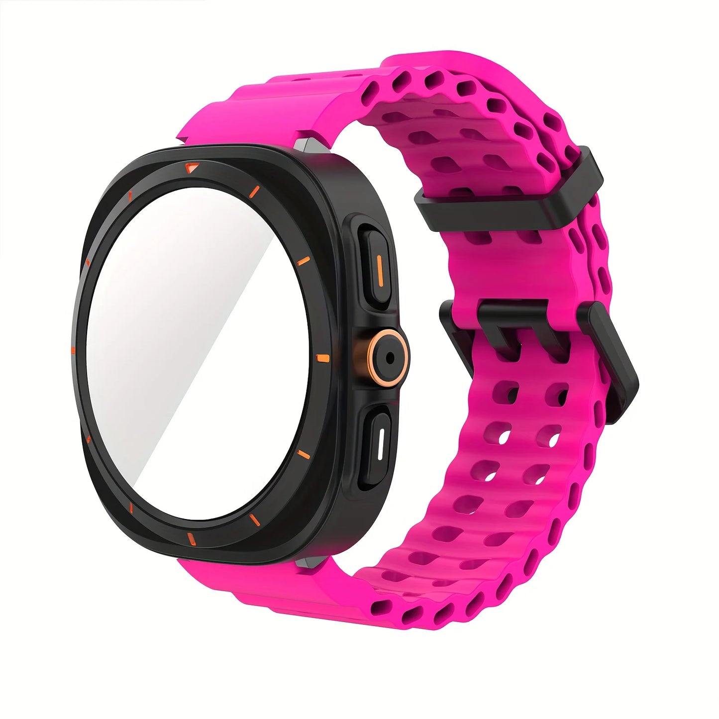 Ensemble d'accessoires pour Samsung Galaxy Watch 7/6 (40mm/44mm), 2 pièces, étui de protection ultra-résistant, bracelet respirant en verre trempé HD