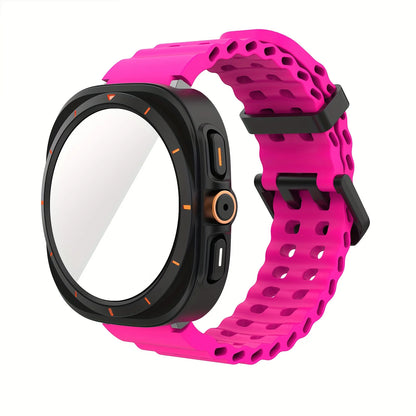 Ensemble d'accessoires pour Samsung Galaxy Watch 7/6 (40mm/44mm), 2 pièces, étui de protection ultra-résistant, bracelet respirant en verre trempé HD