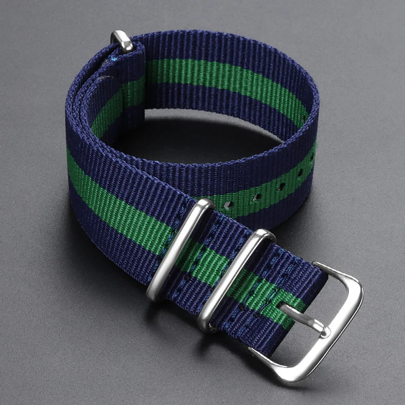 Cinturino per orologio in nylon intrecciato passante singolo da 14 mm, 16 mm, 18 mm, 20 mm, 22 mm, in tela, per uomo e donna, stile militare e sportivo