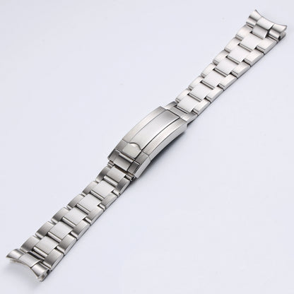 Bracelet de montre en acier inoxydable massif, argent noir, 20mm 21mm, pour boîtier NH35 Rolex Submariner Daytona, extrémité courbe, bracelet en métal