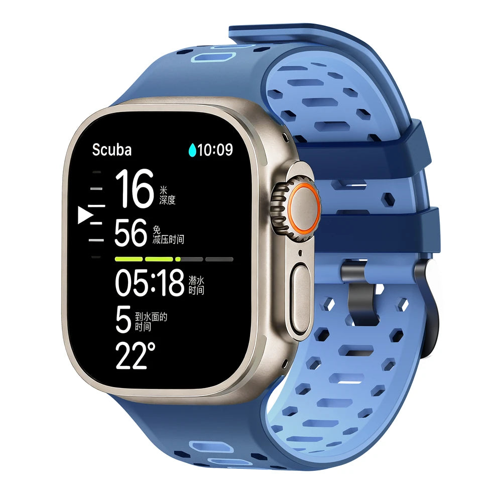 Cinturino sportivo in silicone traspirante per Apple Watch Ultra 2 3, bracciale iWatch da uomo, 49 mm, serie 11 10 46 mm/9 8 7 SE 6 5 44 mm/45 mm