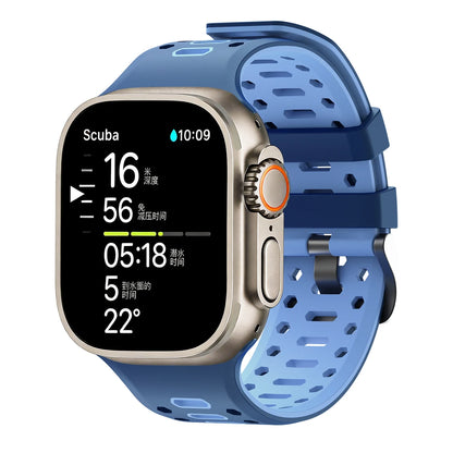 Cinturino sportivo in silicone traspirante per Apple Watch Ultra 2 3, bracciale iWatch da uomo, 49 mm, serie 11 10 46 mm/9 8 7 SE 6 5 44 mm/45 mm