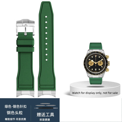 FKM – Cinturino in gomma 316L, maglia terminale curva in acciaio inossidabile 20/21/22mm per Tudor Black Bay M79363 M7939G1, adattatore in metallo, connettore 41mm