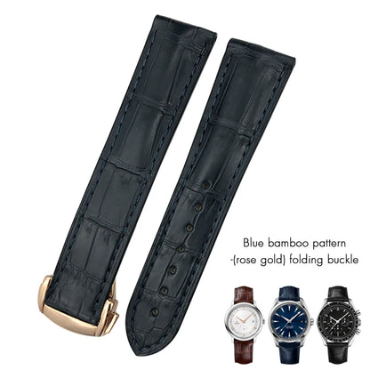 Bracelet de montre en cuir de crocodile véritable, 18mm, 19mm, 20mm, 21mm, 22mm, pour Omega De Ville Seam84SPEEDBiens TER