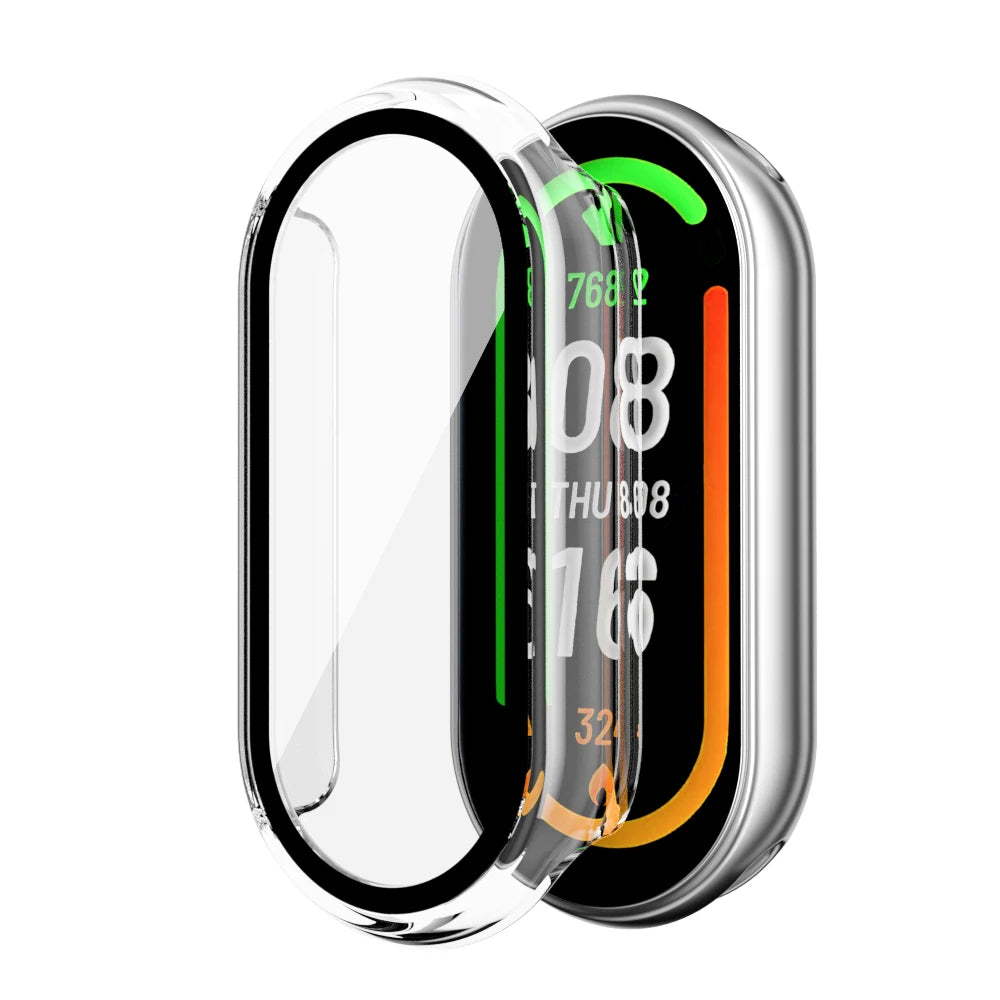 Verre trempé + étui PC pour Xiaomi Mi Band 10 9 8, housse antichoc, protection d'écran entièrement rigide, accessoires Xiaomi Smart Band 10 9