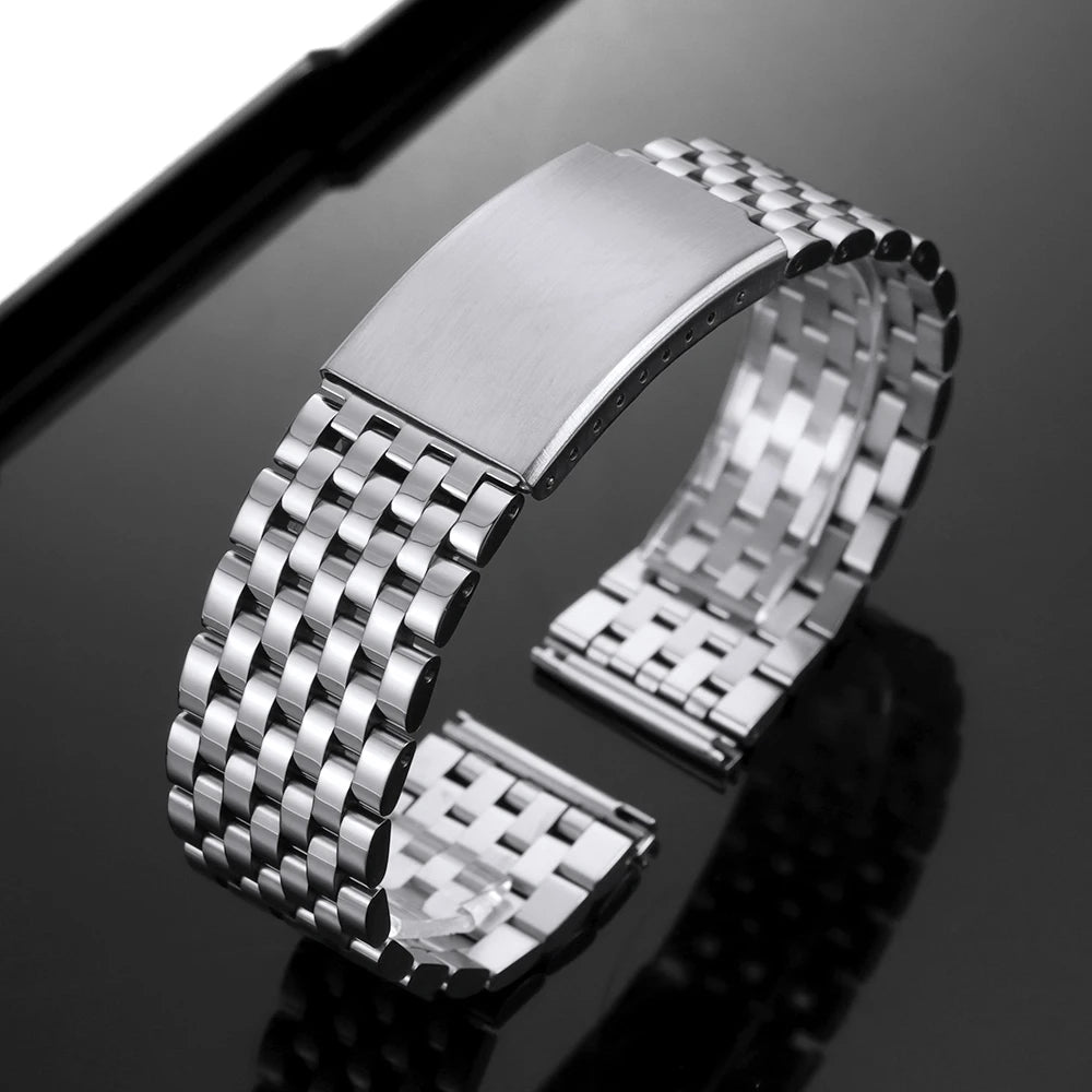 Bracelet de montre en acier inoxydable 20 mm 22 mm pour Omega pour Seiko, bracelet métallique à extrémités plates, bracelet de remplacement pour affaires, accessoires de montre