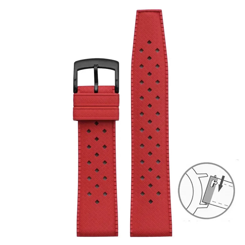 Bracelet de montre en caoutchouc fluoré, 20mm 22mm, libération rapide, Sport, étanche, FKM, pour hommes et femmes, bracelet de remplacement pour Seiko pour Citizen
