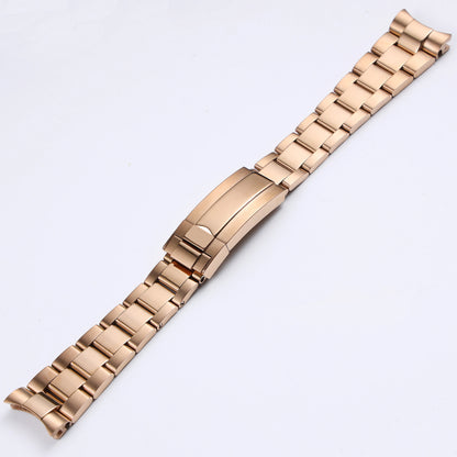 Bracelet de montre en acier inoxydable massif argenté et or rose de 20 mm et 21 mm pour Rolex Submariner Daytona, avec fermoir déployant en métal