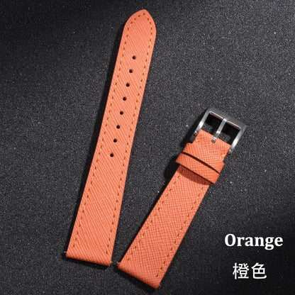 Bracelet de montre en cuir vintage cousu 18/20/22 mm, à libération rapide, universel, qualité supérieure, Saffiano, pour hommes et femmes