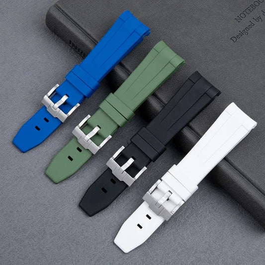 21mm extrémité incurvée doux plongée FKM fluor caoutchouc bracelet de montre accessoires pour bracelet Rolex pour 41mm Submariner Explorer 216570   Ceinture