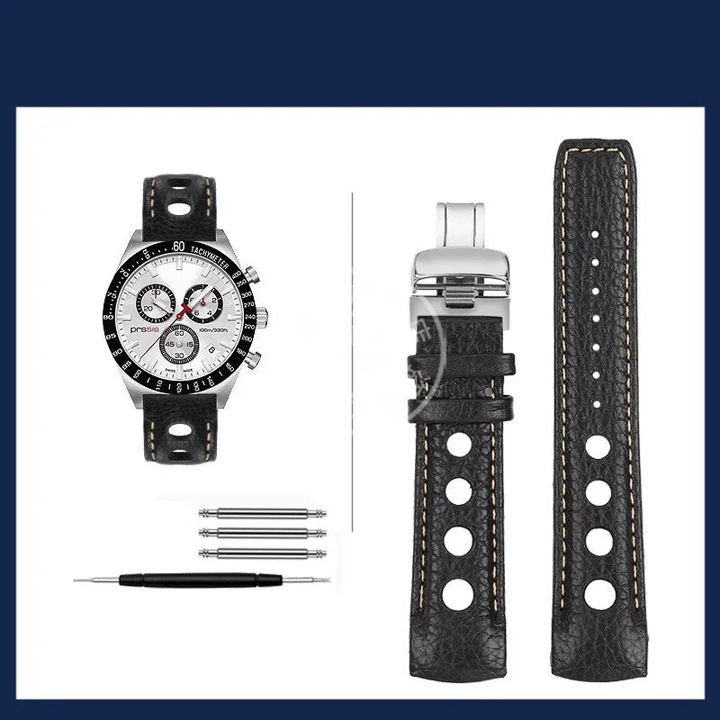 Ремешок для часов Tissot T-Sport PRS 516 T044.430.A / T044.417.A, 20 мм, из воловьей кожи с изогнутым креплением и застежкой-бабочкой