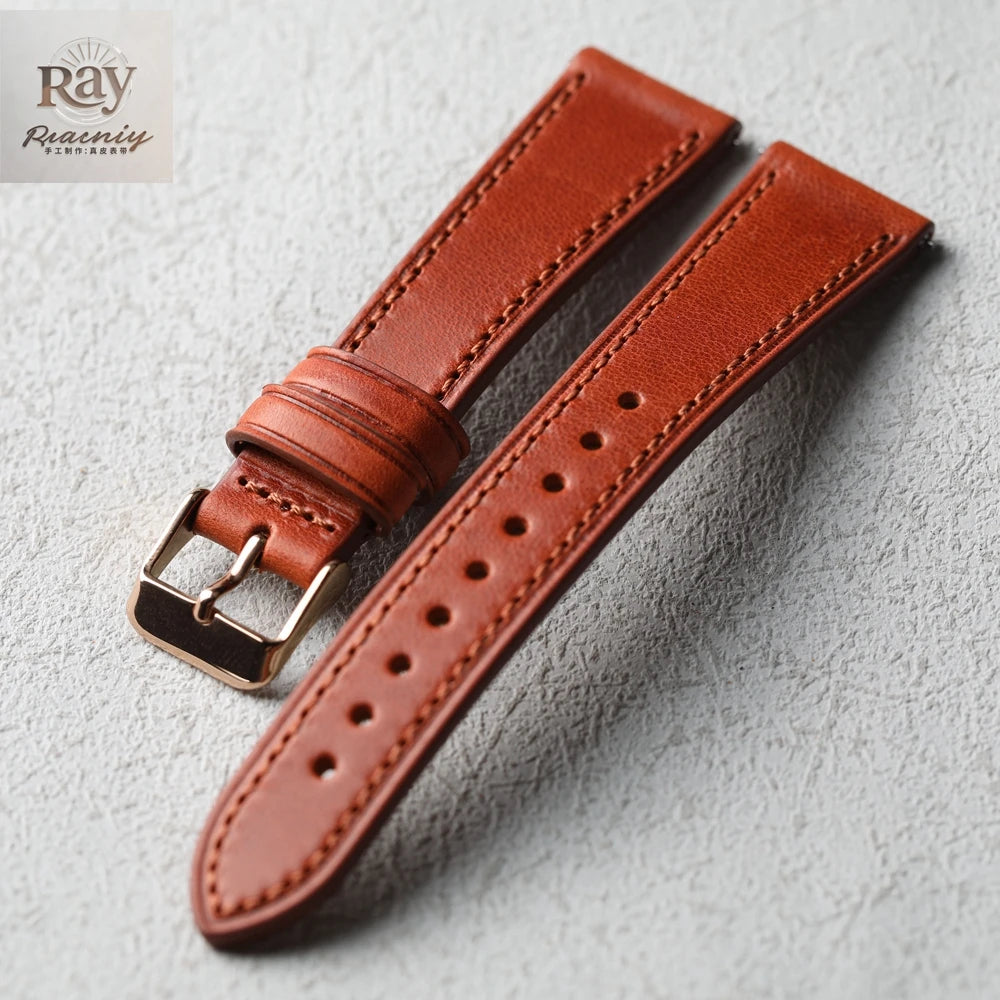 Handmade Italian Cowhide Leather Strap, Genuine Leather 18 19 20 21 22 mm, Soft Quick Release, Genuine Leather Strap, Blue