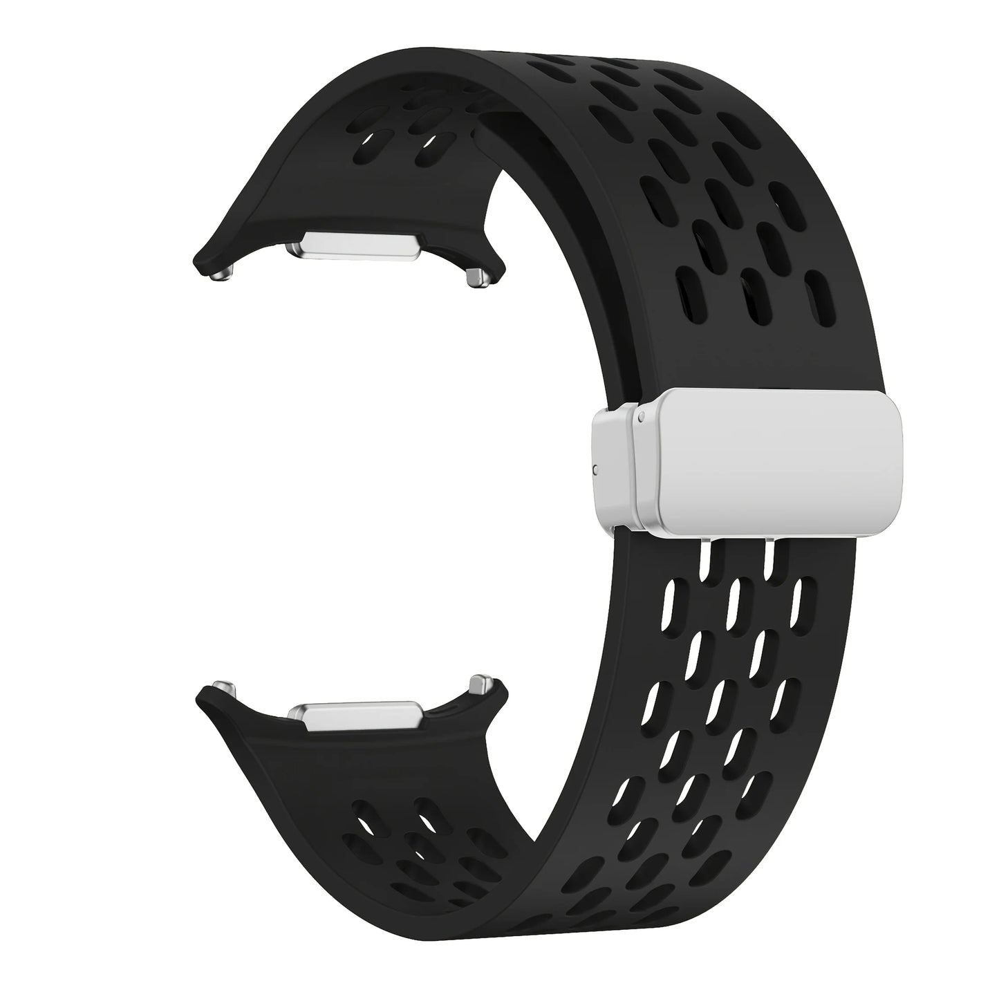 Magnetic Folding Buckle Bracelet for Samsung Watch, Ultra Metal Beads Replacement, Breath-Air Fitness Watch Accessory