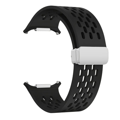 Magnetic Folding Buckle Bracelet for Samsung Watch, Ultra Metal Beads Replacement, Breath-Air Fitness Watch Accessory