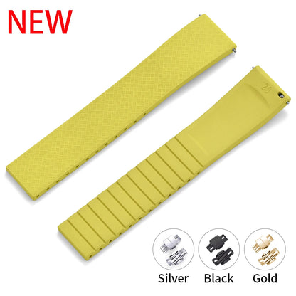 CTS bracelet de montre en caoutchouc fluoré à dégagement rapide 18mm 19mm 20mm 22mm boucle papillon nouveau FPM FKM bracelet souple étanche pour couper à la taille
