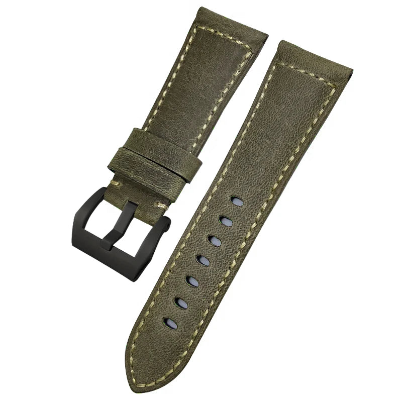Bracelet de montre en cuir véritable, 24mm 26mm, pour Panerai LUMINOR PAM111 PAM 441, Style rétro, fait à la main