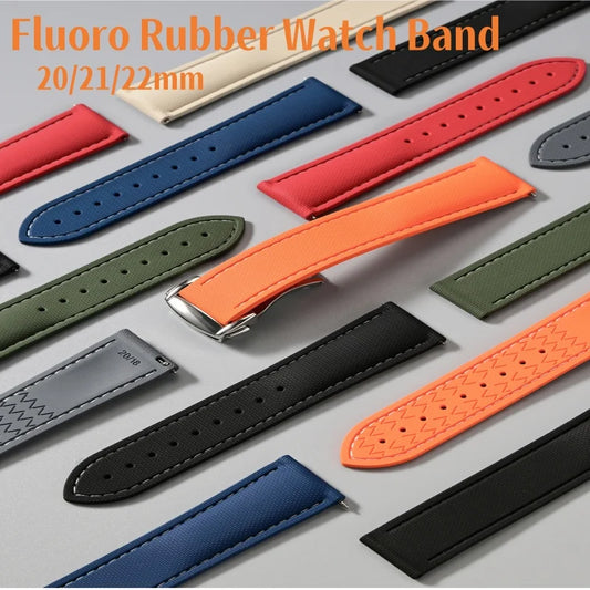 Cinturino per orologio a sgancio rapido in gomma FKM 20 mm per Omega Swatch universale 20 21 22 mm, morbido, traspirante, durevole, bracciale di ricambio