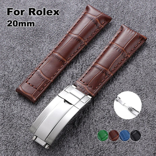 Bracelets de montre 20mm pour Rolex SUBMARINER Water Ghost DAYTONA GMT véritable peau de vache Grain cuir de veau hommes femmes bracelet montre accessoires