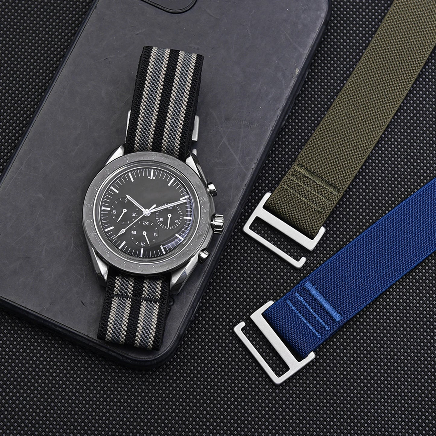 Bracelet de montre en nylon élastique Delugs Hook 20mm 22mm à boucle rapide pour hommes Seiko Omega Tudor, bracelet militaire